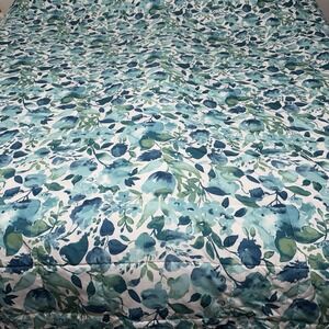 Charisma Blue Green Watercolor Floral Quilt Reversible White Queen 94x98